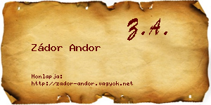 Zádor Andor névjegykártya